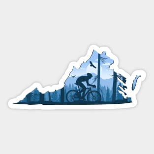 Bike Virginia State Map MTB Mountain Biking Blue Ridge Sticker